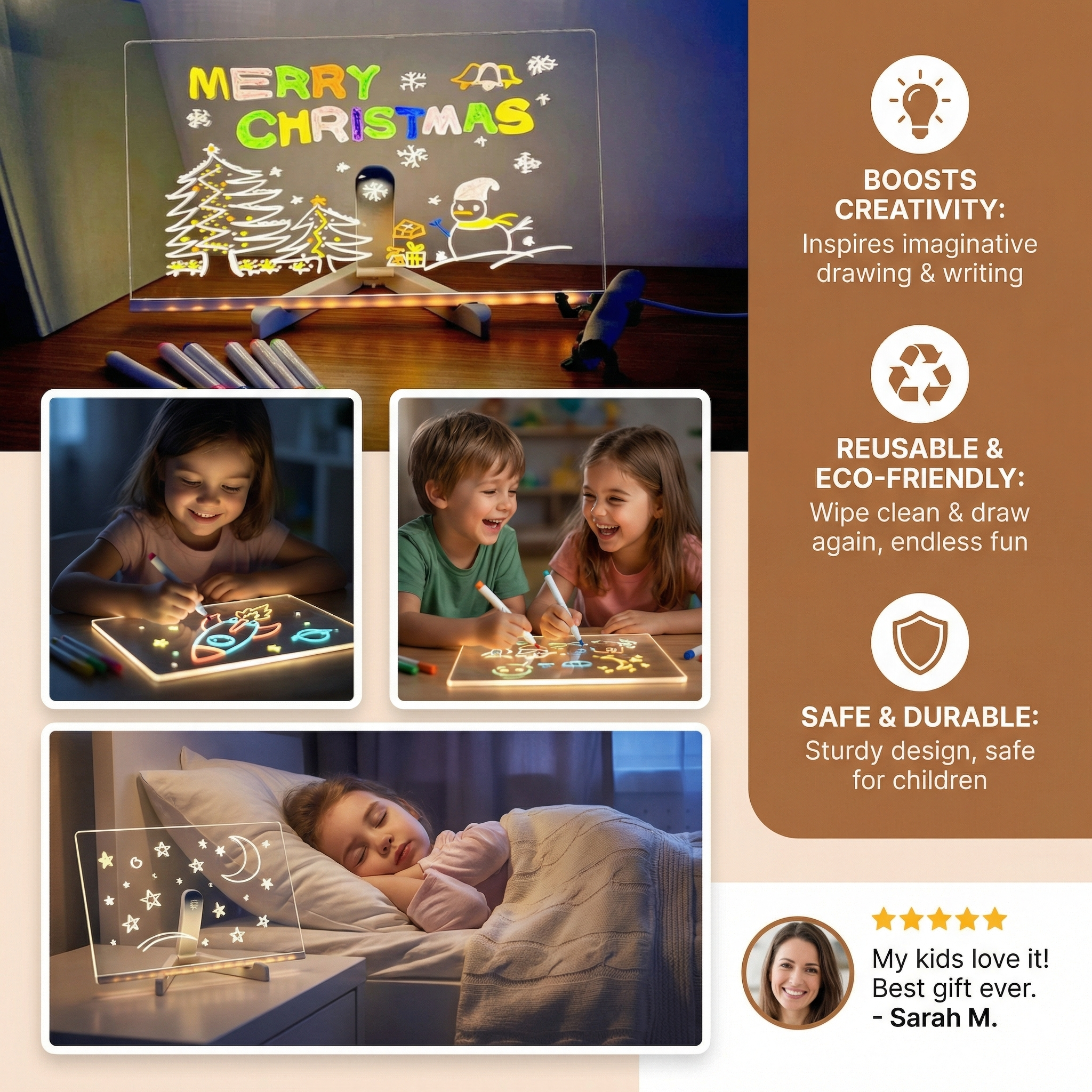Illuminated LED Drawing Board – USB-Powered Reusable Art Toy