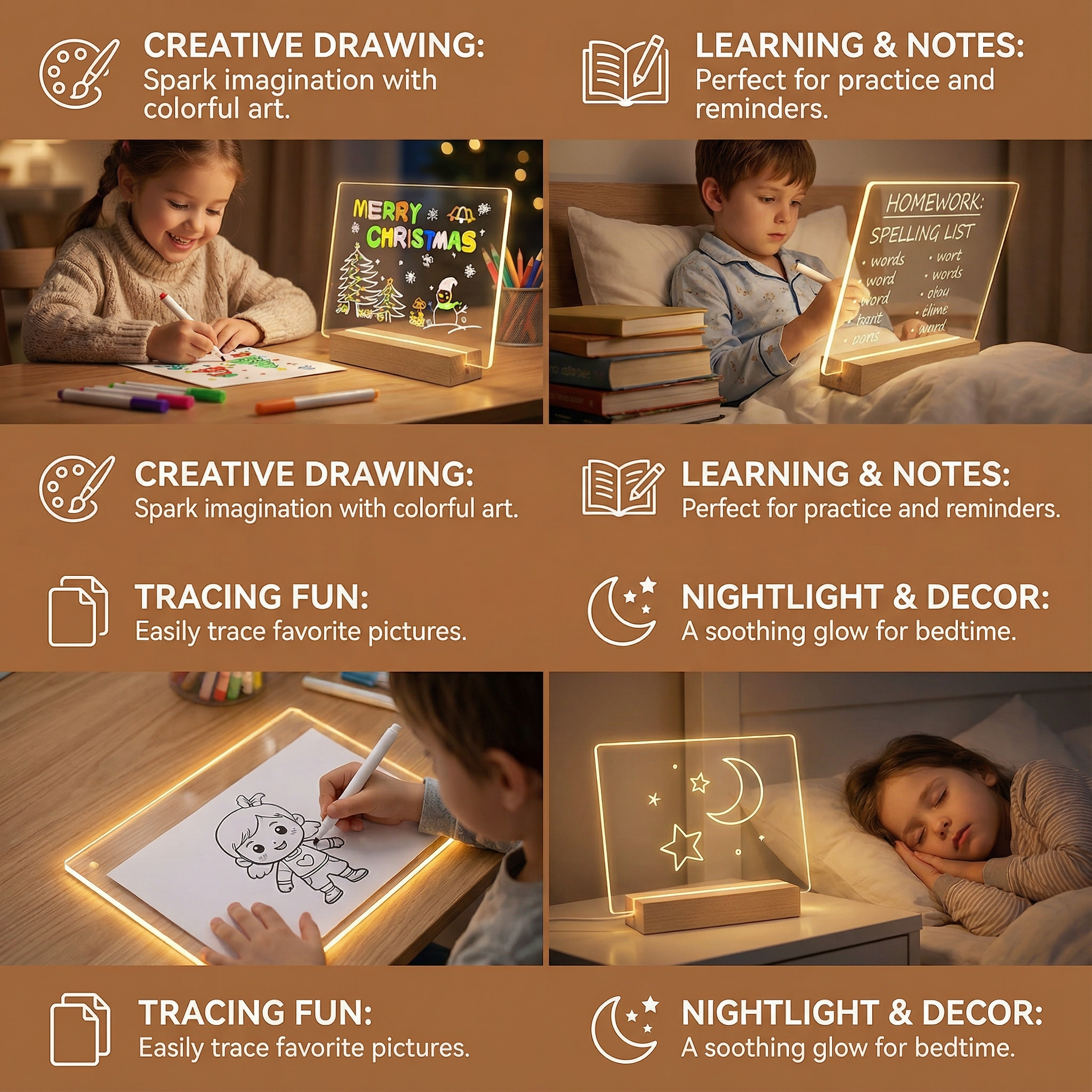 Illuminated LED Drawing Board – USB-Powered Reusable Art Toy