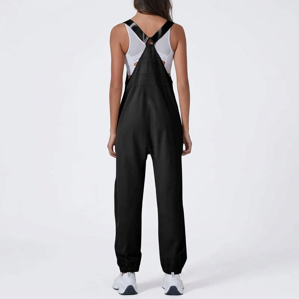 Women's Jumpsuit with Zip Bib Pocket & Adjustable Straps | Jogger