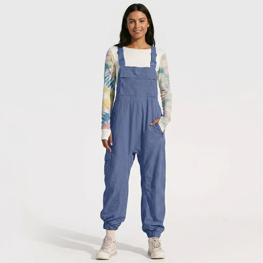 Women's Jumpsuit with Zip Bib Pocket & Adjustable Straps | Jogger