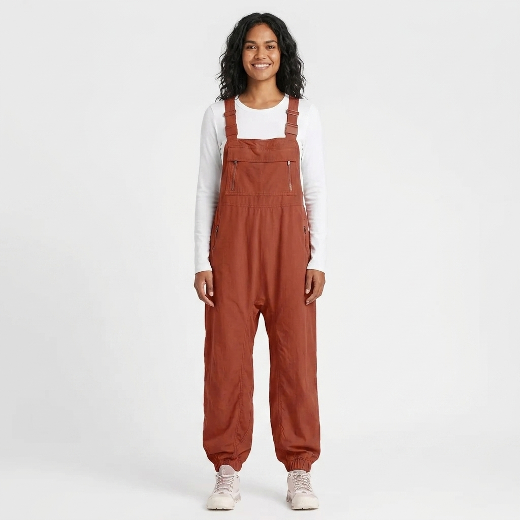 Women's Jumpsuit with Zip Bib Pocket & Adjustable Straps | Jogger