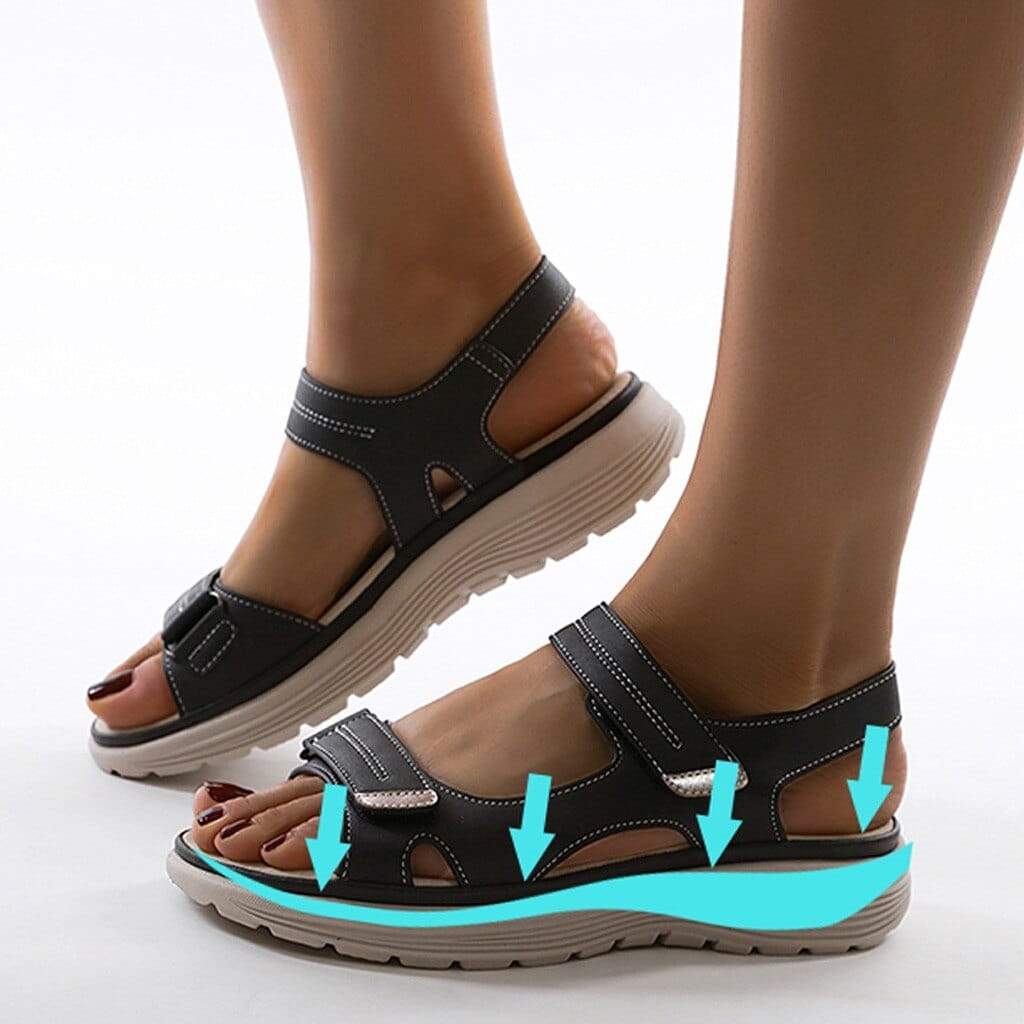 Women's orthopedic sandals with arch support and adjustable straps