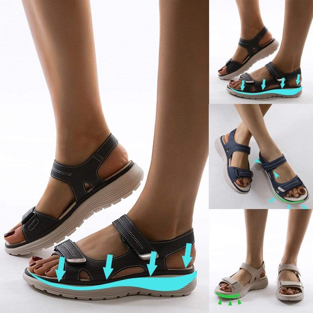Women's orthopedic sandals with arch support and adjustable straps