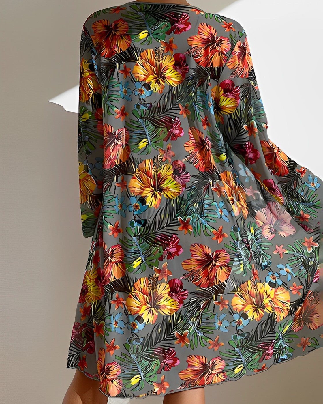Women's Tropical Print Bikini Set with Matching Cover-Up Skirt