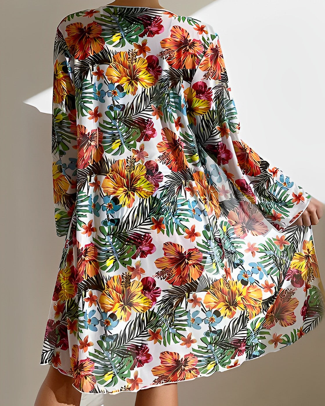 Women's Tropical Print Bikini Set with Matching Cover-Up Skirt