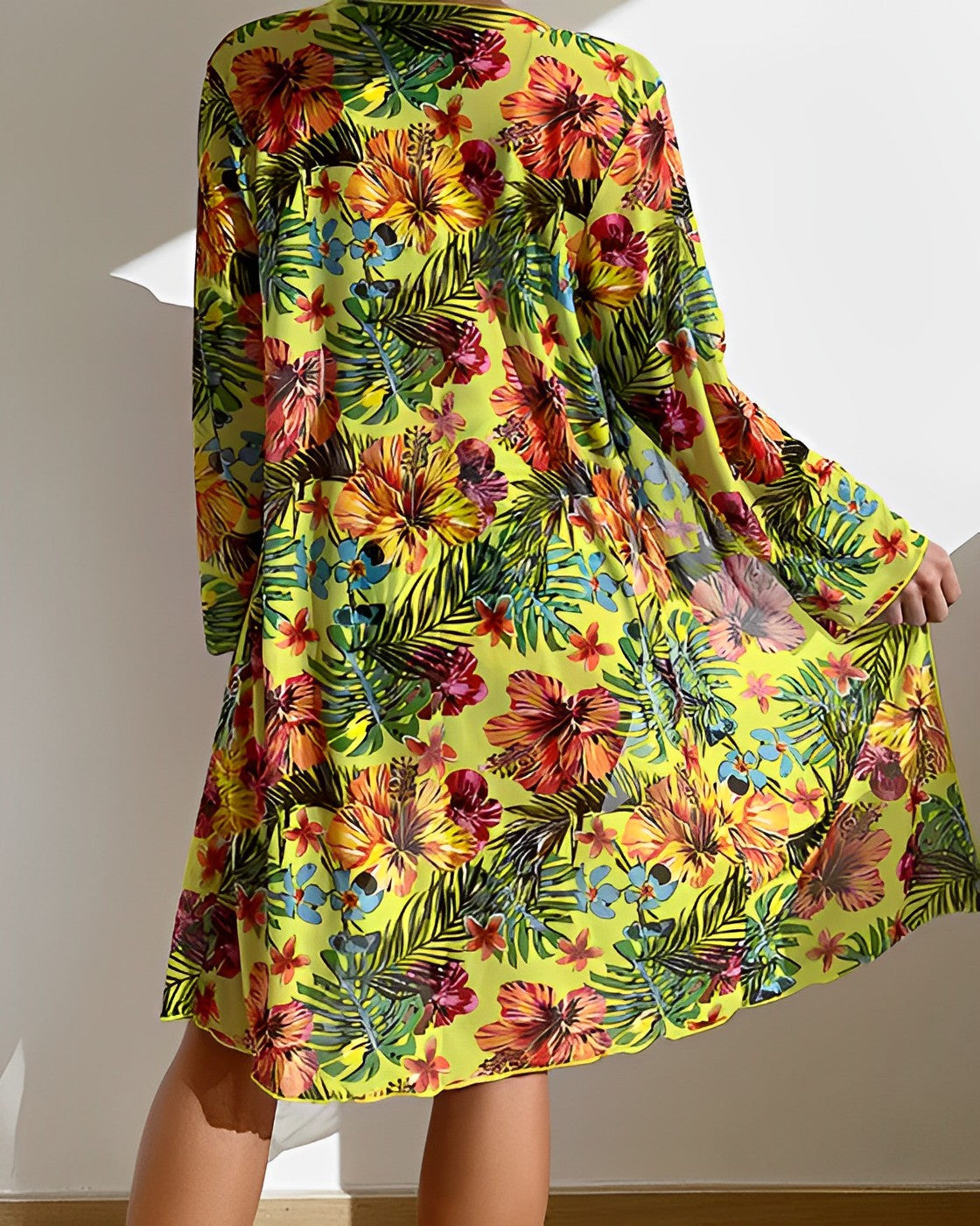 Women's Tropical Print Bikini Set with Matching Cover-Up Skirt