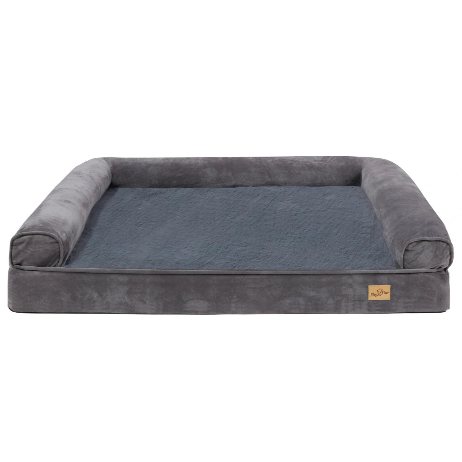 XL Orthopedic Dog Bed | Waterproof, Sofa-Style Bolster | Fits German Shepherd, Golden Retriever, Lab | Grey, Washable, Supportive Memory Foam