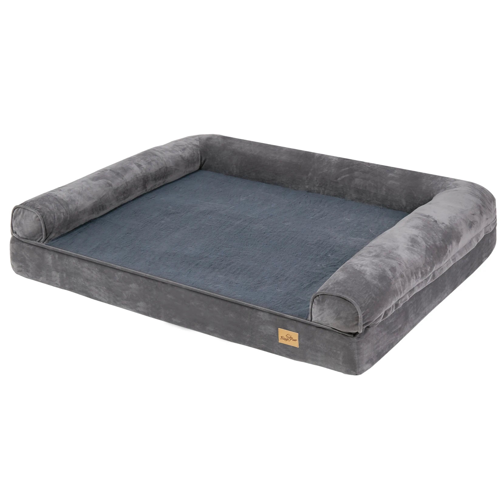 XL Orthopedic Dog Bed | Waterproof, Sofa-Style Bolster | Fits German Shepherd, Golden Retriever, Lab | Grey, Washable, Supportive Memory Foam