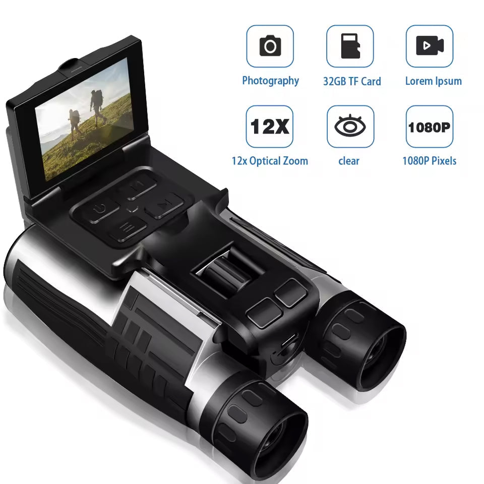 Zoomastor Binocular Camera | 48MP Imaging | 2.5K Video | 12X Optical Zoom | Night Vision