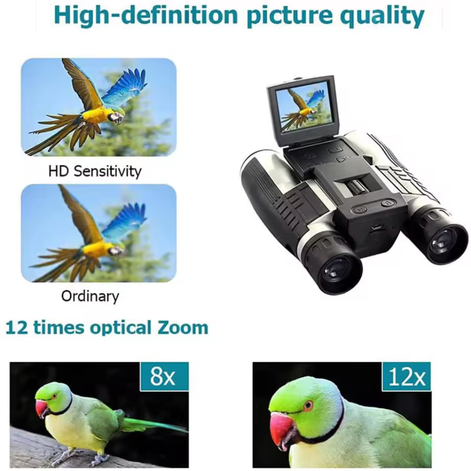 Zoomastor Binocular Camera | 48MP Imaging | 2.5K Video | 12X Optical Zoom | Night Vision
